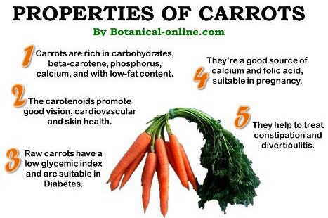 Properties of carrots and betacarotene