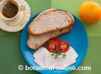 Bread, cheese and fruit