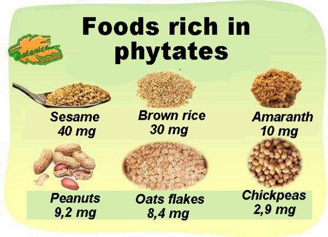 list of foods rich in phytates or phytic acid from the diet