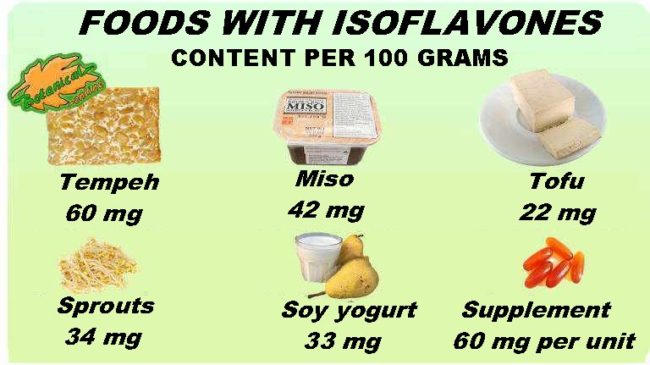 content of food rich in isoflavones phytoestrogens