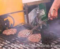 Hamburgers being cooked in barbacue