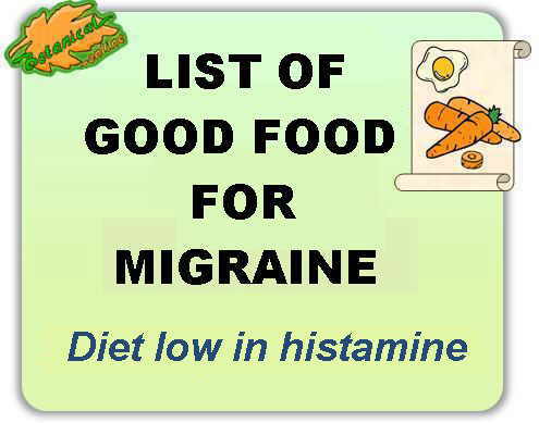 Suitable foods to eat in migraine attacks.