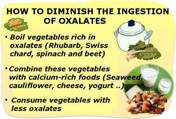 How to eliminate or diminish oxalates from the diet