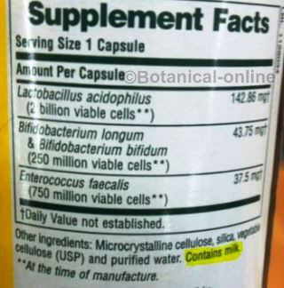 probiotic supplement label