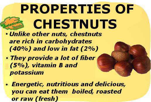 castañas composicion nutricional contenido hidratos carbono proteinas grasas