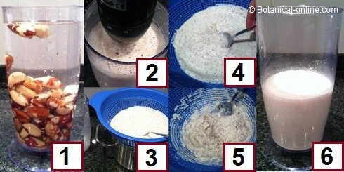 Photos of homemade vegetable milk step by step