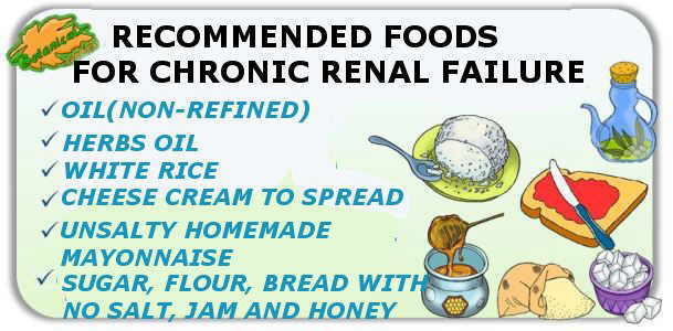 Recommended foods in severe chronic renal failure