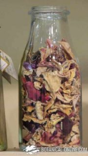 Rose petals in a bottle