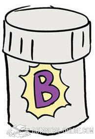 Drawing of vitamin B supplement