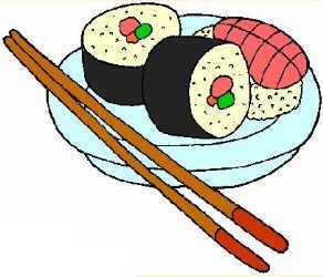 cooked white rice with sushi