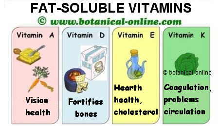 Vitaminas liposolubles, beneficios, propiedades medicinales y funciones