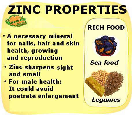 Main properties of the mineral zinc