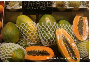 Papayas in a market
