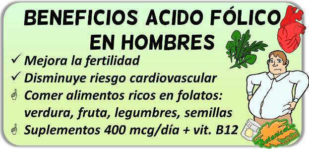 propiedades efectos acido folico vitamina b9 hombres