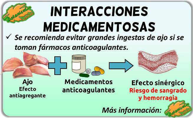 interacciones combinacion contraindicaciones ajo medicamentos anticoagulantes