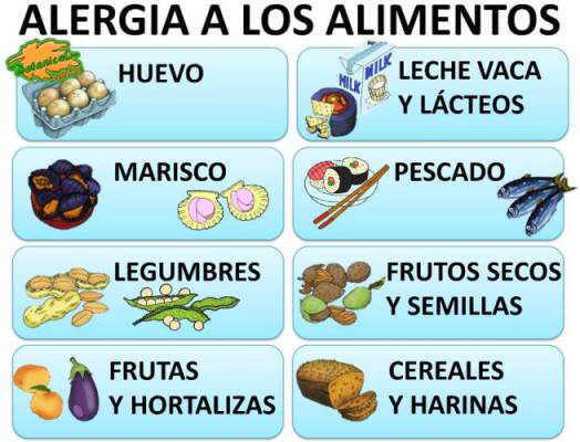 alergia a los alimentos lista de alergenos