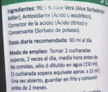 etiqueta jugo de aloe