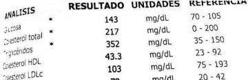 analisis colesterol alto, azucar, diabetes, trigliceridos altos