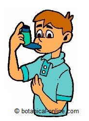 niño con asma e inhalador