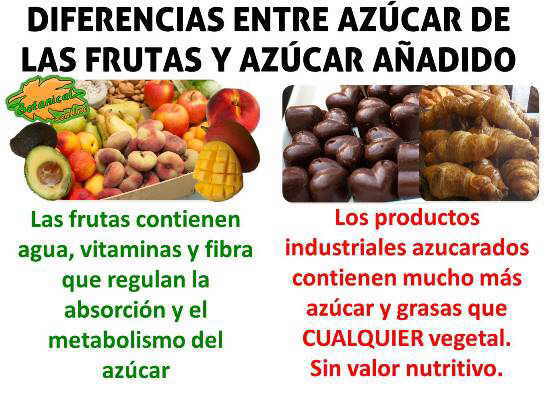 diferencia entre los alimentos ricos en azúcar y los productos industriales ricos en azucar