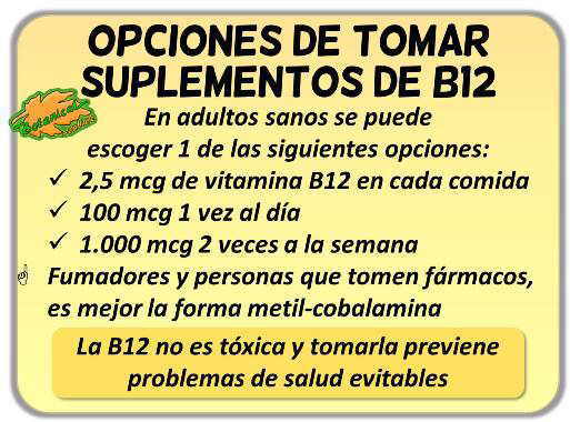 como tienen que tomar suplementos de vitamina b12 vegetarianos y veganos en dosis y cantidades