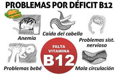 sintomas falta deficit deficiencia vitamina b12 cobalamina complicaciones anemia dieta vegetariana
