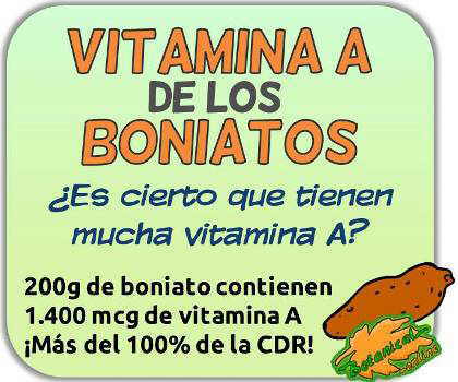 cantidad de vitamina A de los boniatos betacarotenos