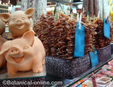 parada en un mercado de jamon 