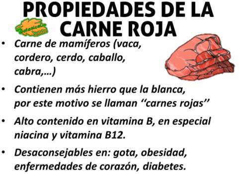 propiedades de la carne roja, ternera, cabra, caballo, cerdo, cabra, cordero, vitaminas y hierro