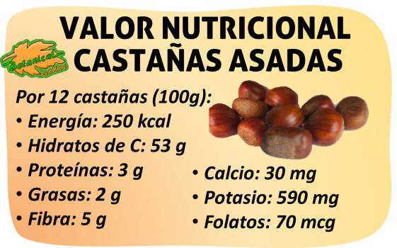 castañas composicion nutricional contenido hidratos carbono proteinas grasas