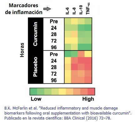 propiedades antiinflamatorias de la curcuma experimento resultados marcadores inflamacion