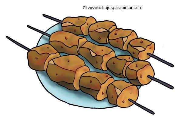dibujo pinchitos de carne
