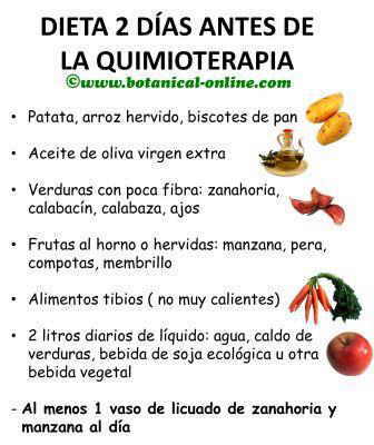 Dieta alimentos 2 dias antes quimioterapia contra el cancer