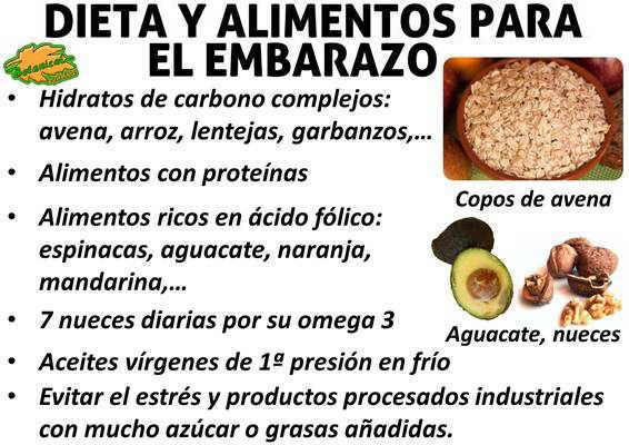 alimentos y dieta recomendada para el embarazo