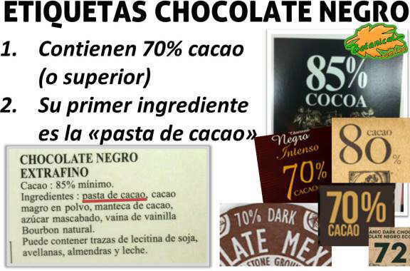 etiqueta de chocolate negro rico en cacao puro