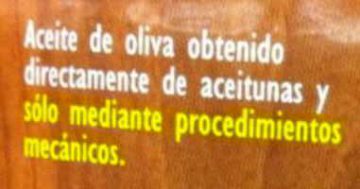 etiqueta aceite Especifica que no es un aceite adecuado para freír