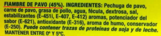 etiqueta fiambre ingredientes glutamato monosodico