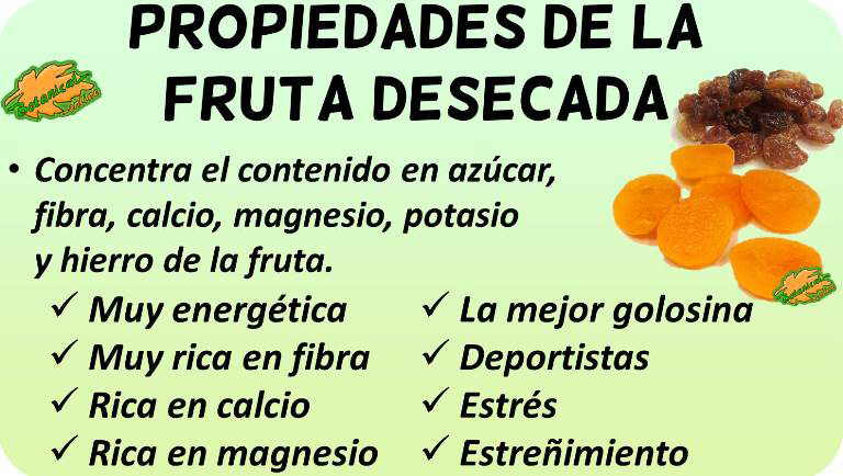 fruta seca propiedades nutricionales medicinales