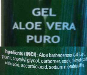 inci gel de aloe vera puro etiqueta