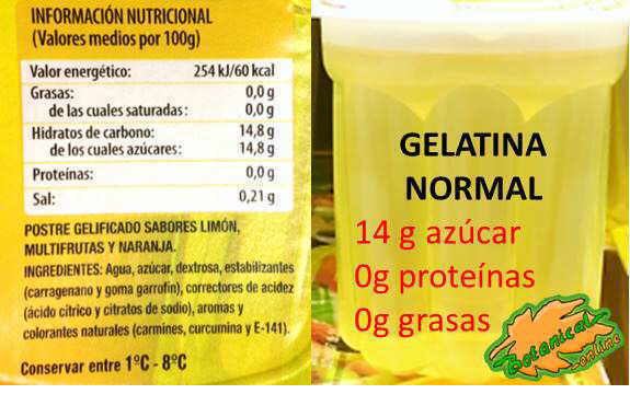 etiqueta gelatina cantidad proteínas mercadona