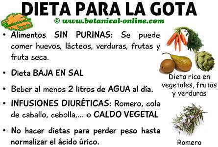 dieta para la gota y alimentos recomendados