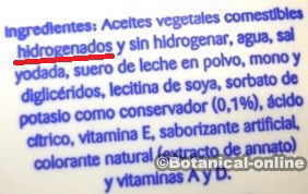 etiqueta de margarina con grasas hidrogenadas