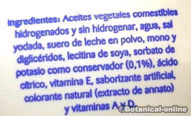 Etiqueta margarina con grasas trans o hidrogenadas