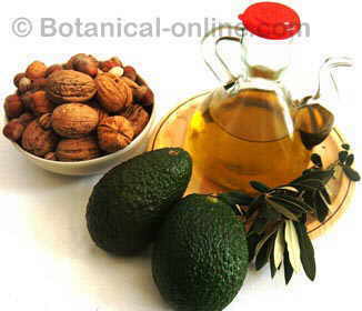 foto aceite vegetal, frutos secos, aguacate