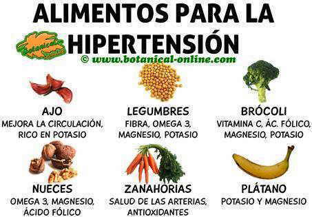 alimentos en la dieta para la hipertensión