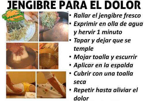 recetas compresas jengibre para el dolor