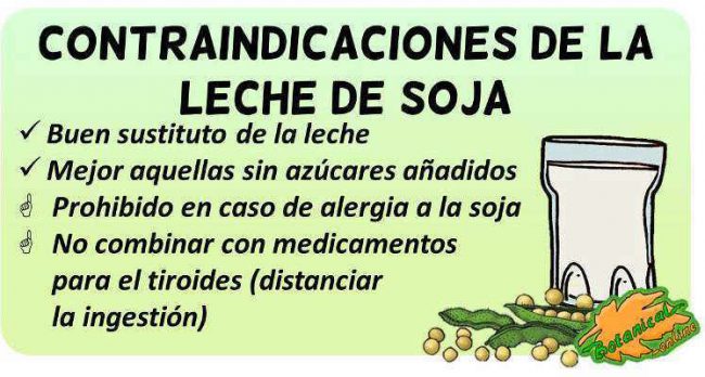 contraindicaciones de la leche de soja o bebida de soja