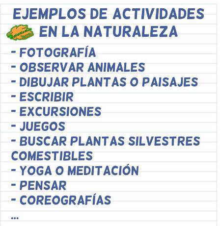 ejemplos actividades naturaleza