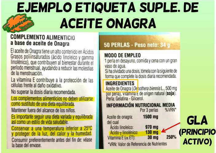 etiqueta aceite onagra