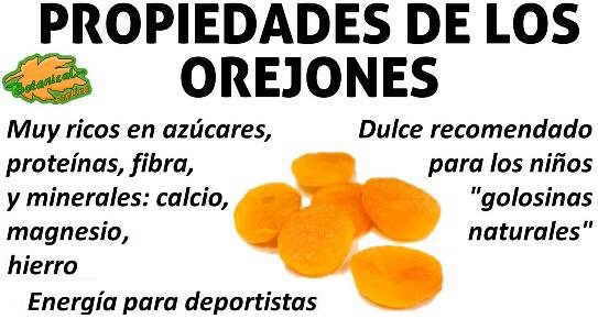 propiedades de los orejones, albaricoques o melocotones secos